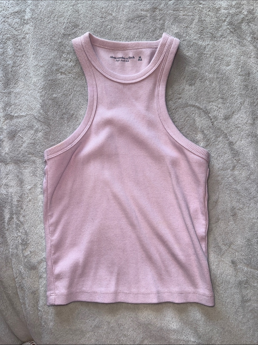 Abercrombie & Fitch Soft AF Ribbed Lavender Racerback Cropped Tank Top